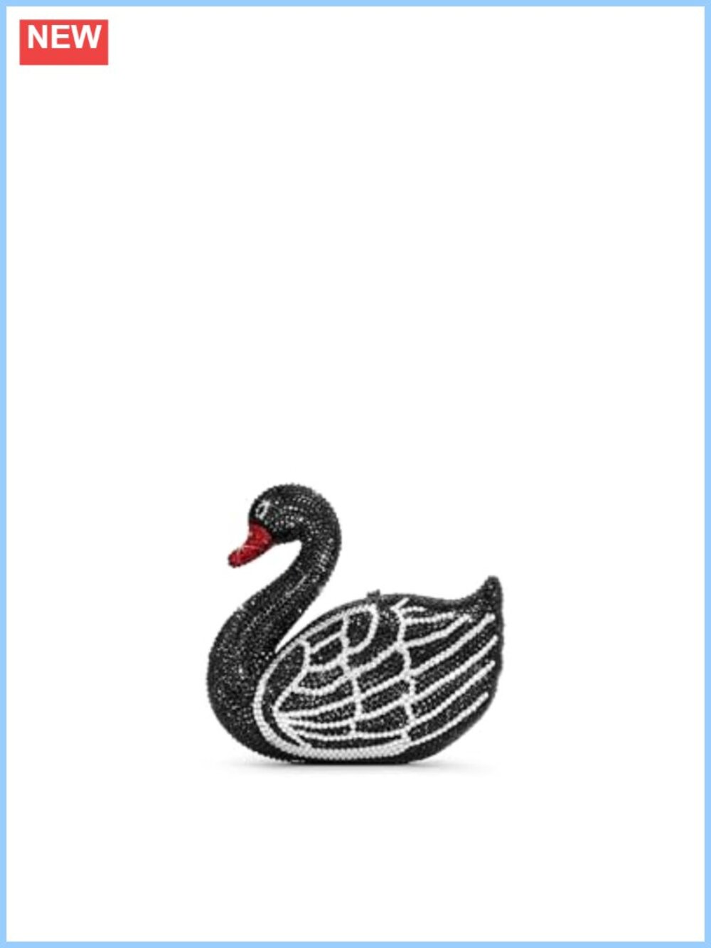 Crystal Rhinestone Swan Clutch Vegan Leather Snap Evening Bag